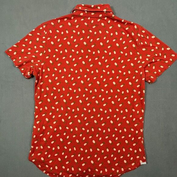 Bonobos Shirt Mens Medium Red Slim Fit All Over Pineapple Print Short‎ Sleeve - Picture 7 of 10